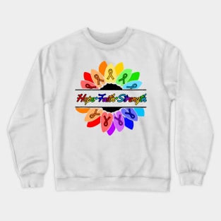 Rainbow Hope•Faith•Strength Sunflower Awareness Ribbon Crewneck Sweatshirt